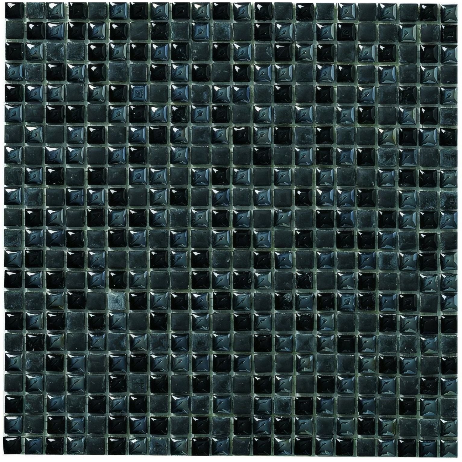 Black glossy square mosaic tile orion 30 x 30cm with subtle textured pattern for modern wall and floor design