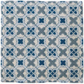 Ormeaux on thebes fabric with blue and gray geometric repeating tile pattern for upholstery and decor use