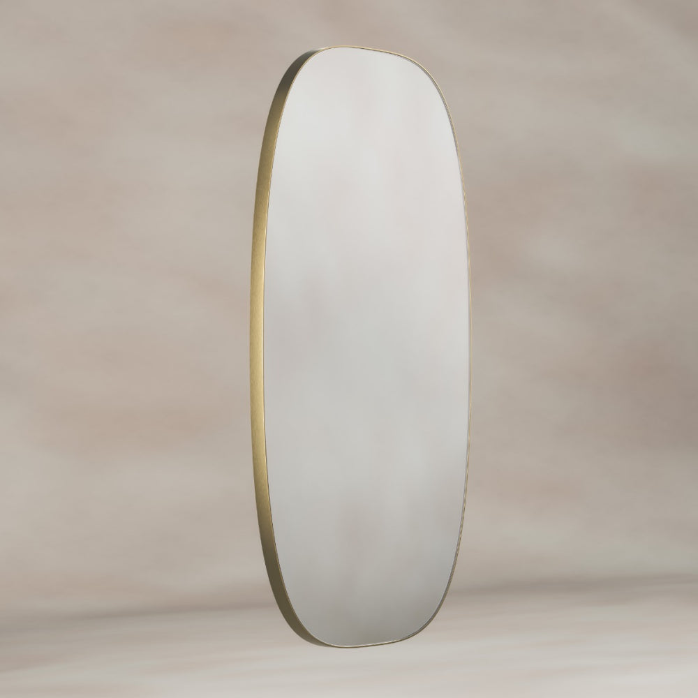 Oslo Barrel Mirror 45x80cm in Brushed Brass - Origins Living, view 2