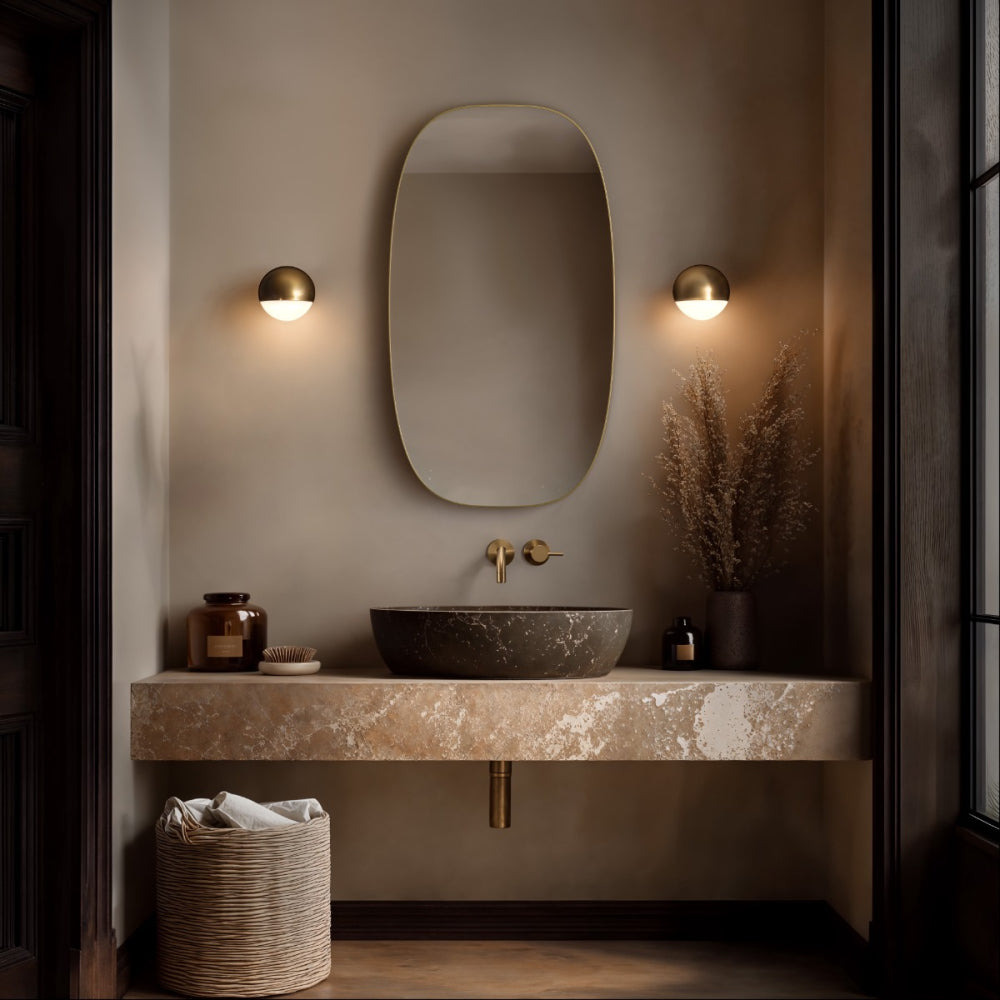 Oslo Barrel Mirror 45x80cm in Brushed Brass - Origins Living