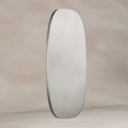 Oslo Barrel Mirror 45x80cm in Brushed Nickel - Origins Living, view 2
