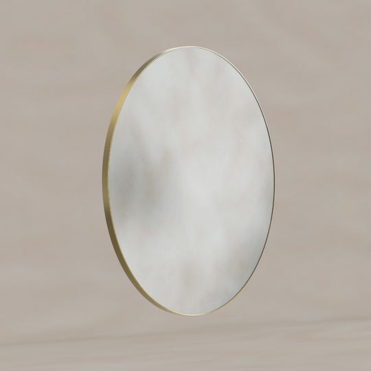 Oslo Round Mirror 80cm in Brushed Brass - Origins Living