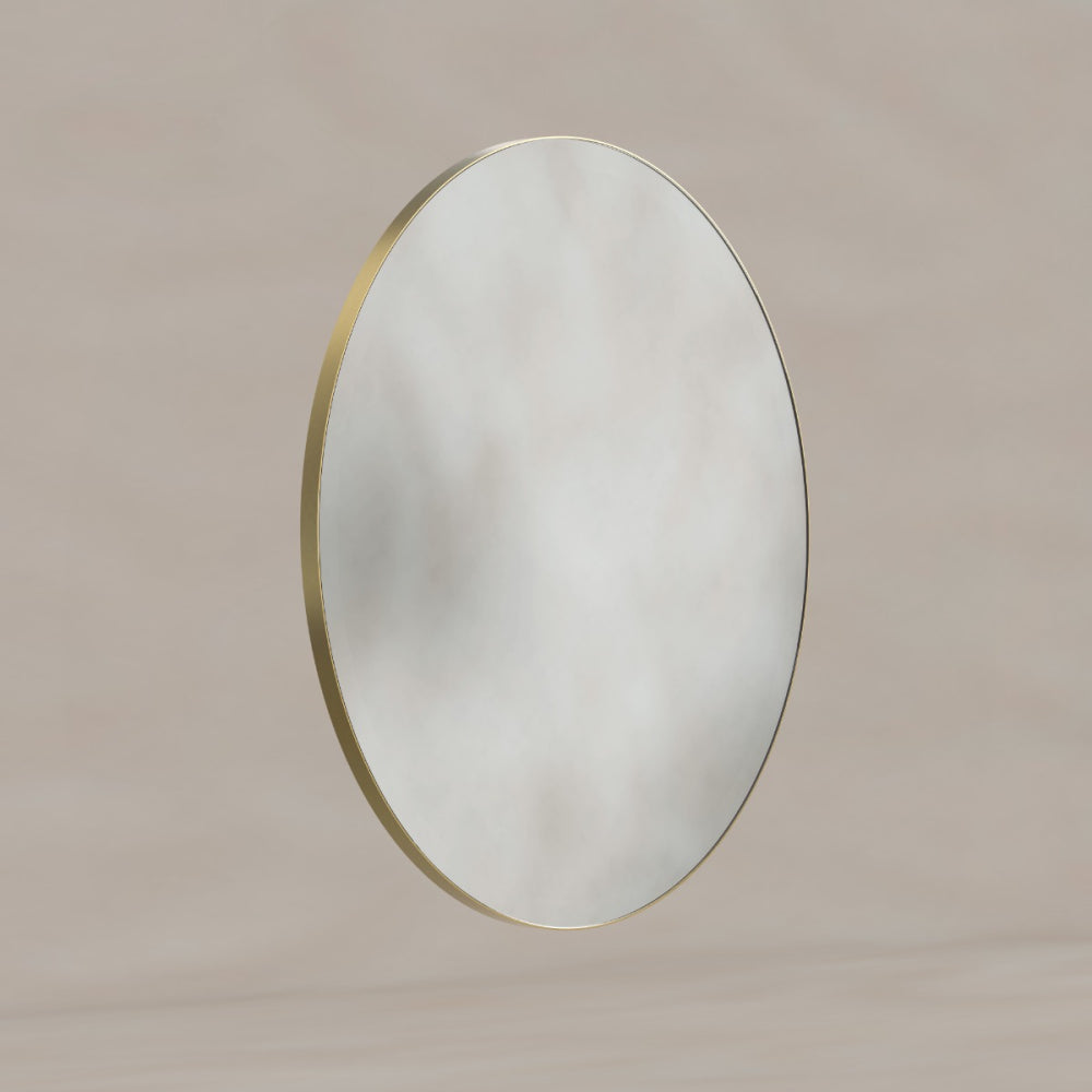 Oslo Round Mirror 80cm in Brushed Brass - Origins Living