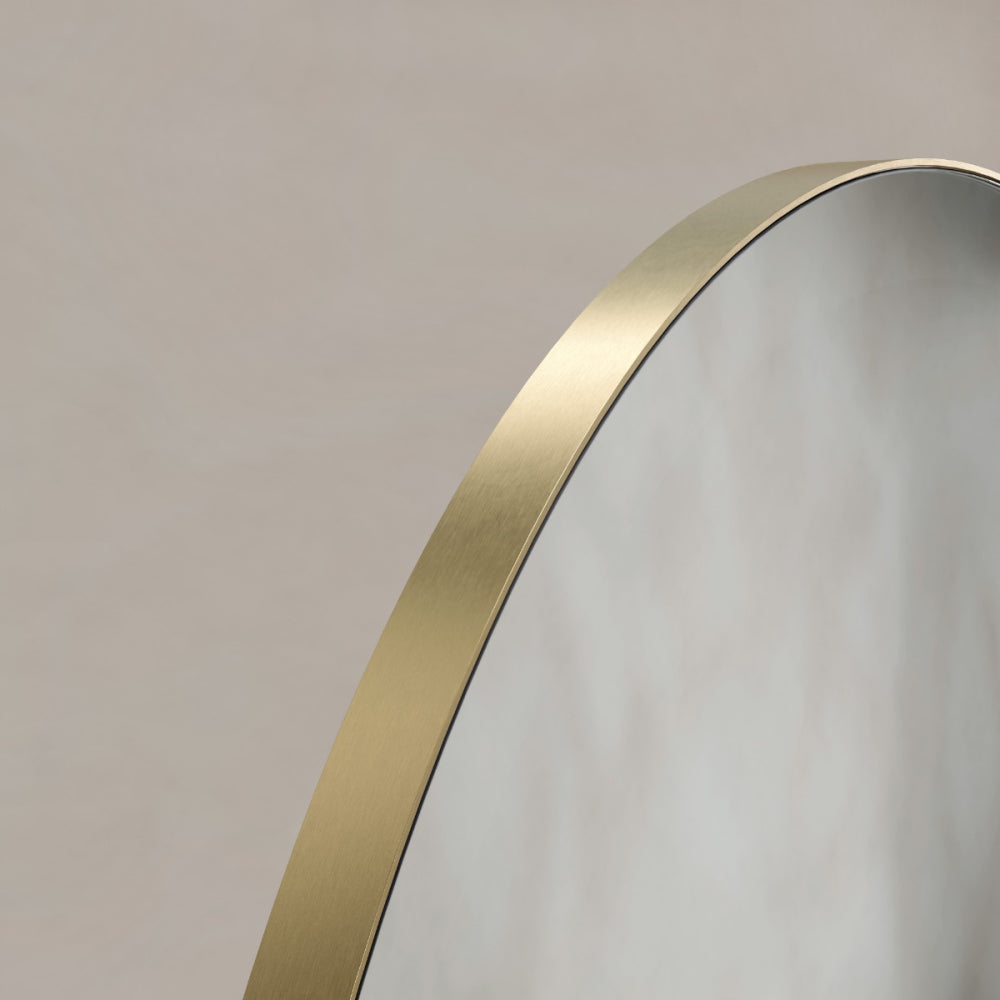 Oslo Round Mirror 80cm in Brushed Brass - Origins Living, view 2