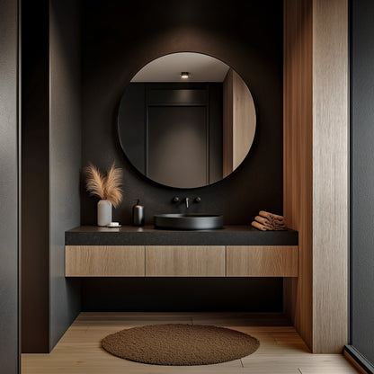 Oslo Round Mirror 100cm in Black - Origins Living