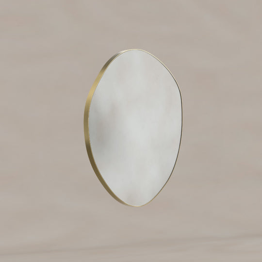 Oslo Organic Mirror 60cm in Brushed Brass - Origins Living