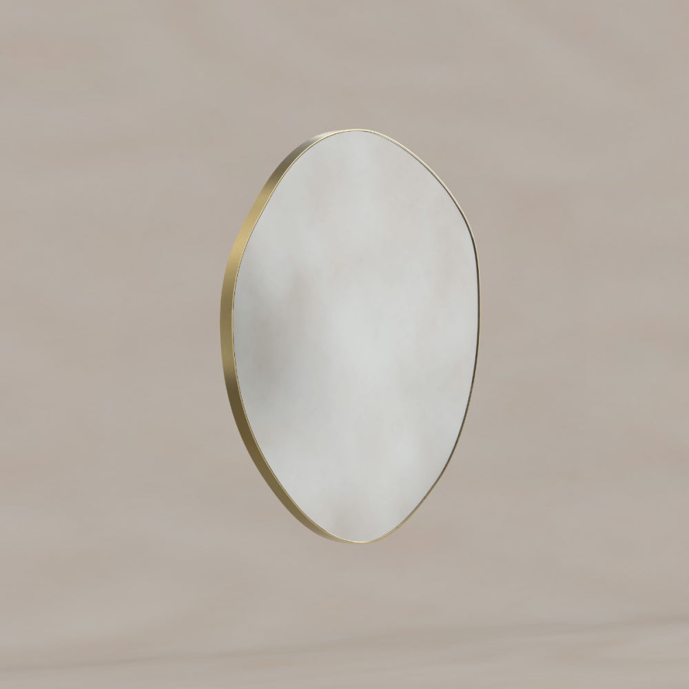 Oslo Organic Mirror 60cm in Brushed Brass - Origins Living