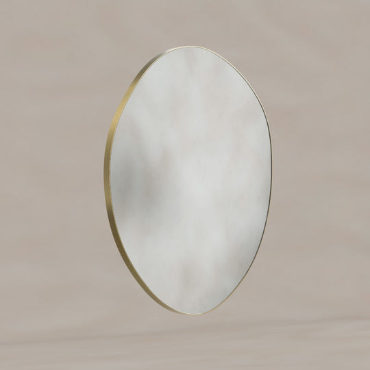 Oslo Organic Mirror 80cm in Brushed Brass - Origins Living
