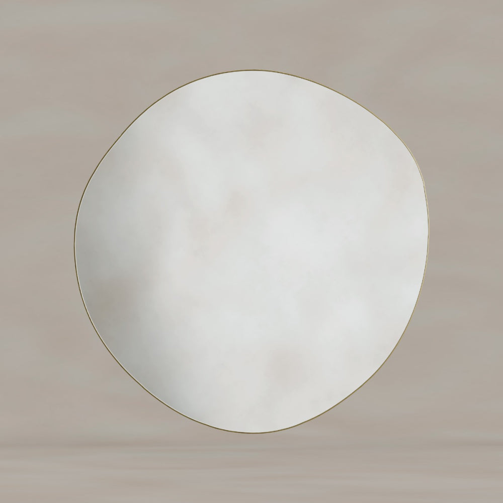 Oslo Organic Mirror 80cm in Brushed Brass - Origins Living, view 4