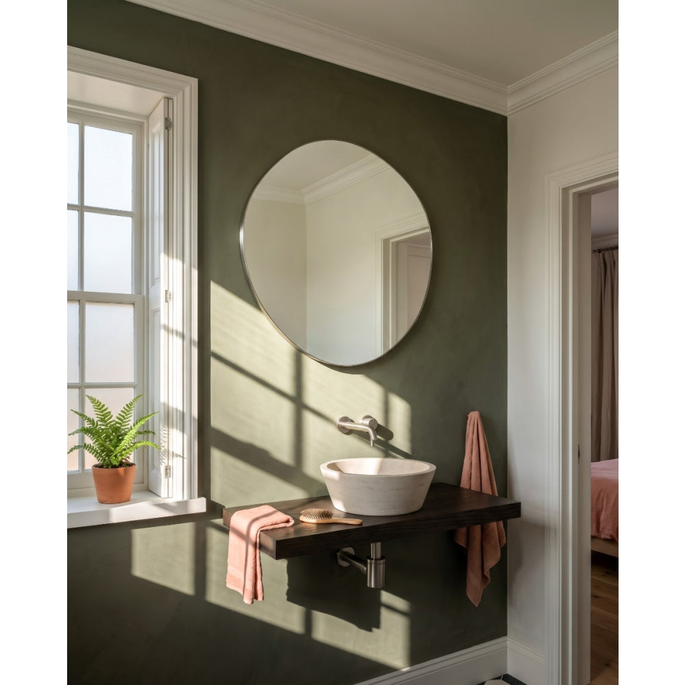 Oslo Organic Mirror 80cm in Brushed Nickel - Origins Living