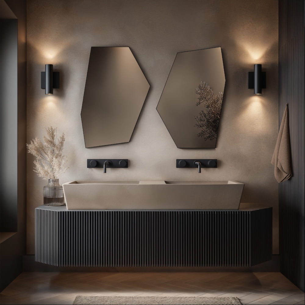 Oslo Irregular Hexagon Mirror 55x80cm in Black - Origins Living