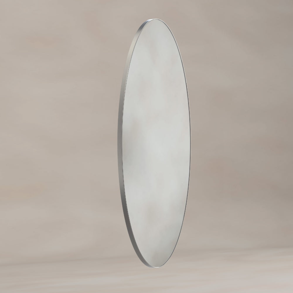Oslo Oval Mirror 45x100cm in Brushed Nickel - Origins Living, view 2