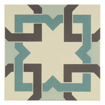 Ottoman Light Jade, Dark Jade and Dark Grey on White