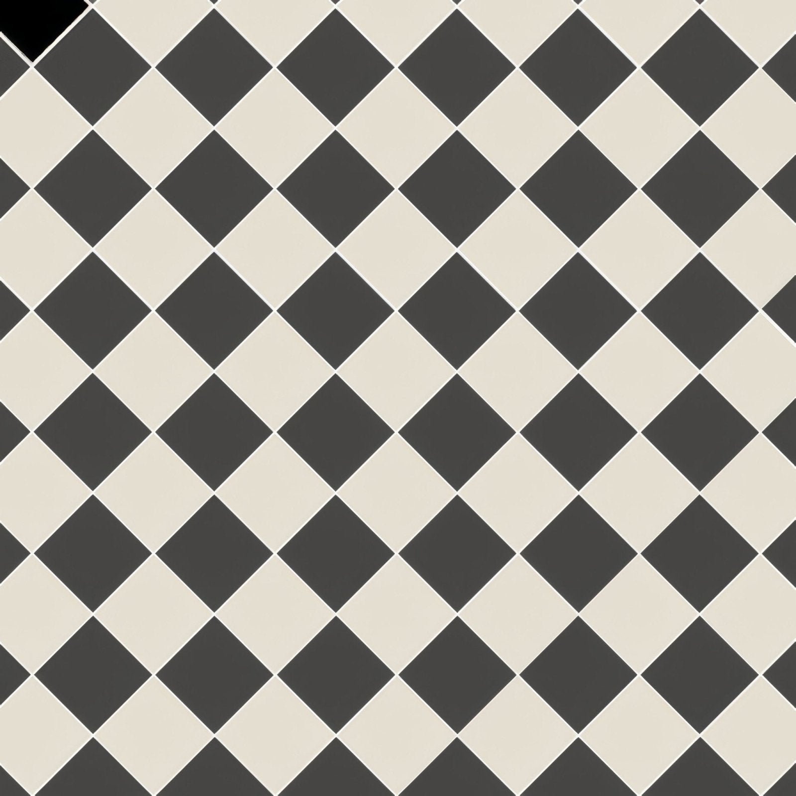 Oxford 106mm black and dover white floor tile with black and cream diamond pattern for stylish indoor flooring