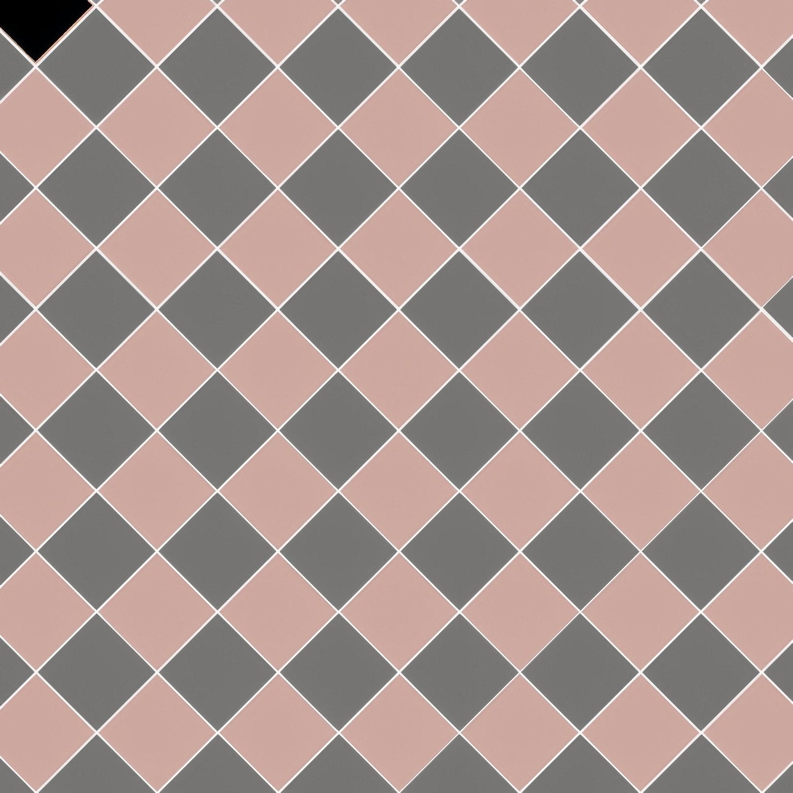 Oxford 106mm diamond-patterned tile flooring in carnation pink and revival grey for stylish interior use
