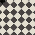 Oxford 151mm black and dover white diamond-patterned ceramic tile flooring with black and cream colors