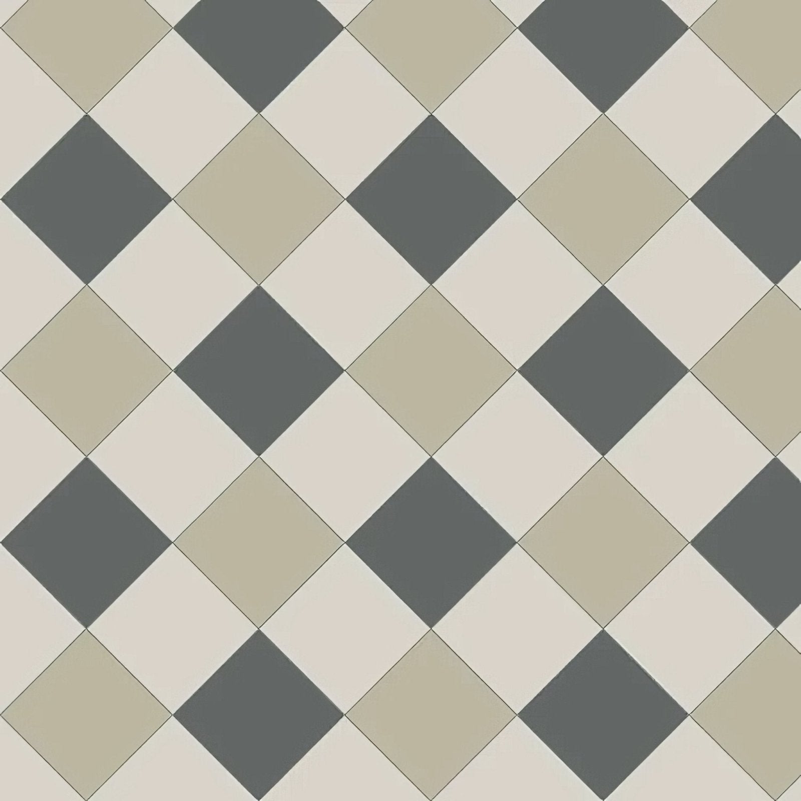Oxford 151mm Chester Mews tile flooring with beige and gray diamond pattern in revival grey and dover white colors