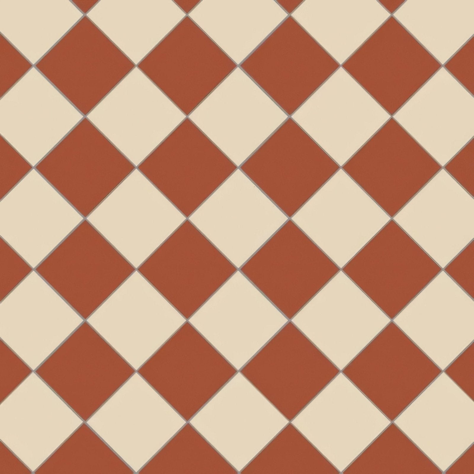 Oxford 151mm red and white diamond-patterned ceramic tile flooring with a cream accent for stylish indoor spaces