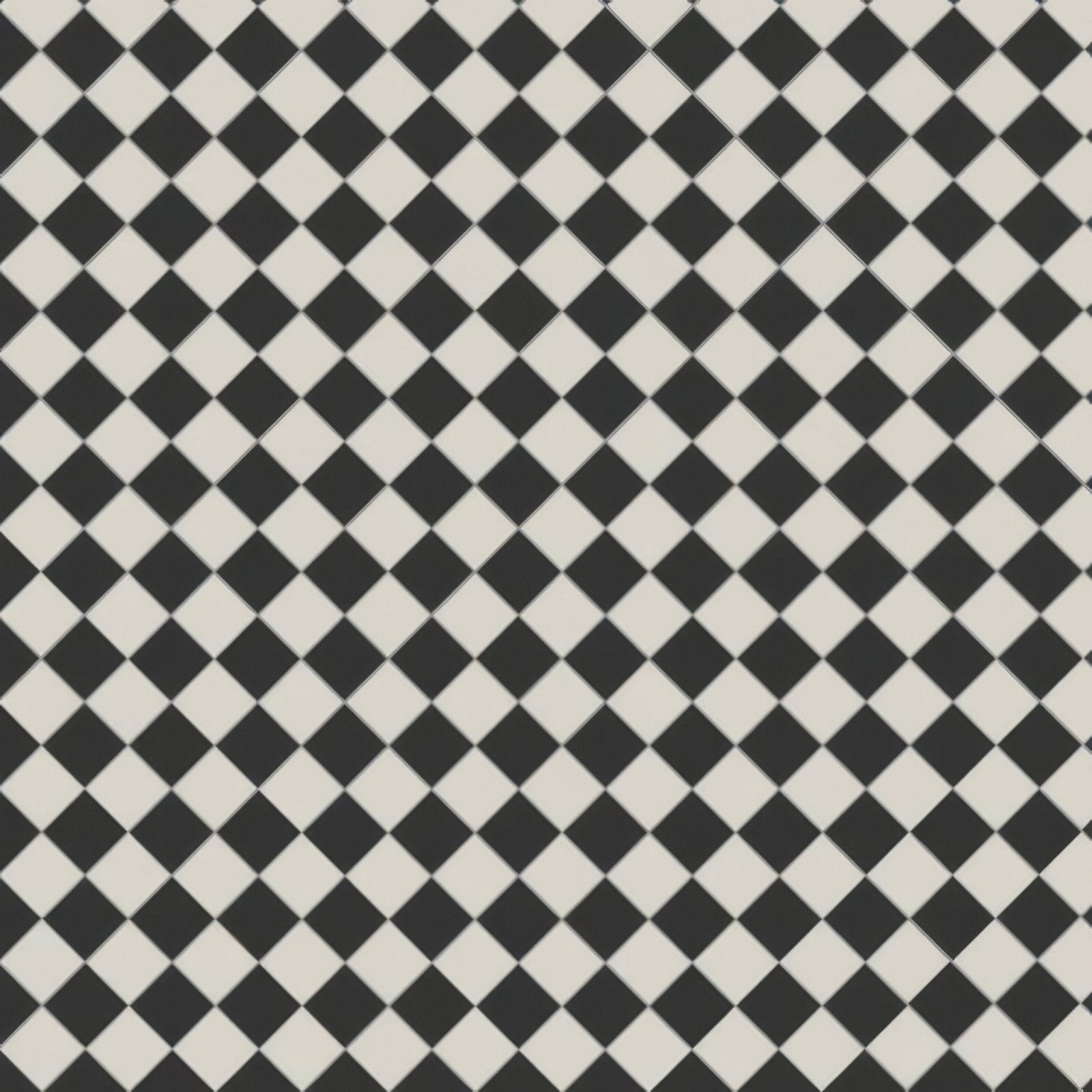 Black and white diamond patterned tile floor featuring oxford 53x53mm black and dover white ceramic tiles