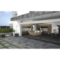 Modern gray oxford black 20mm stone paving tiles with natural textured finish on outdoor patio area