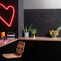 Pacha Glass Mosaic black sparkling glass mosaic with a pink retro radio
