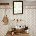 Palazzo Corsini beige and grey floral stone mosaic with a copper bowl sink