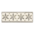 Palazzo corsini border rectangular mosaic tile with gray and white floral motifs and subtle veining framed by narrow borders