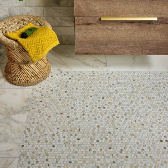 Palazzo Oro Marble Brickbond Square Mosaic - alternate view
