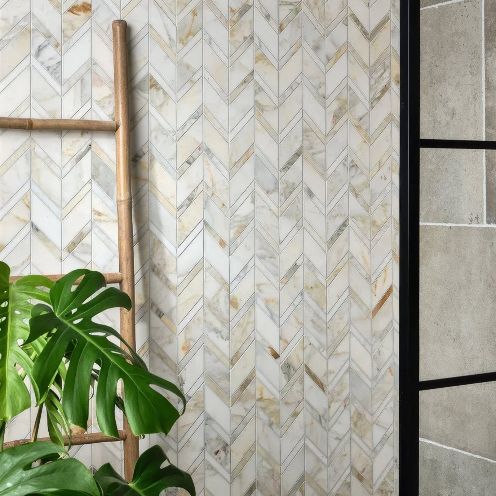 Palazzo Oro Marble Chevron Mosaic