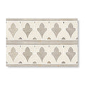 Palazzo valentini border rectangular mosaic tile panel with light gray and off-white fleur-de-lis pattern and subtle veining