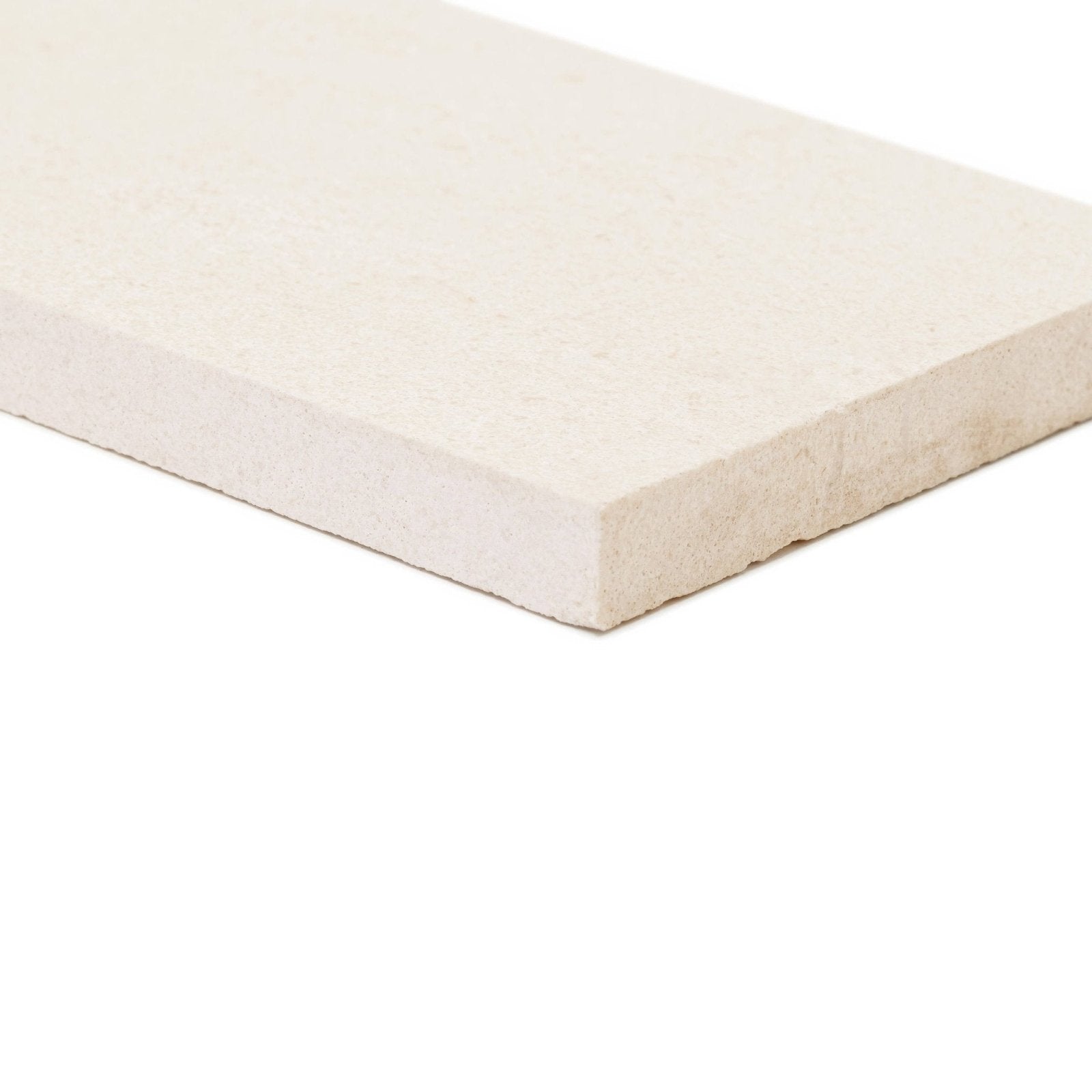 Cream-colored palio 7 x 30.5 ceramic tile with textured matte finish and honed diamond sawn edge