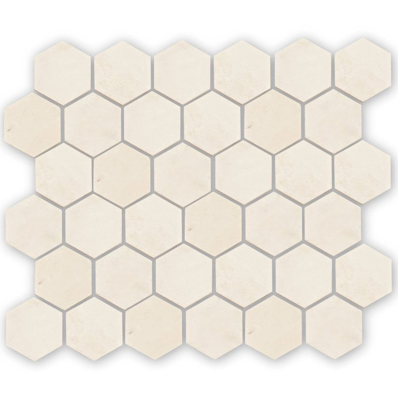 Beige Palio limestone hexagon mosaic tile with natural veining and smooth polished finish for elegant surfaces