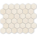 Beige Palio limestone hexagon mosaic tile with natural veining and smooth polished finish for elegant surfaces