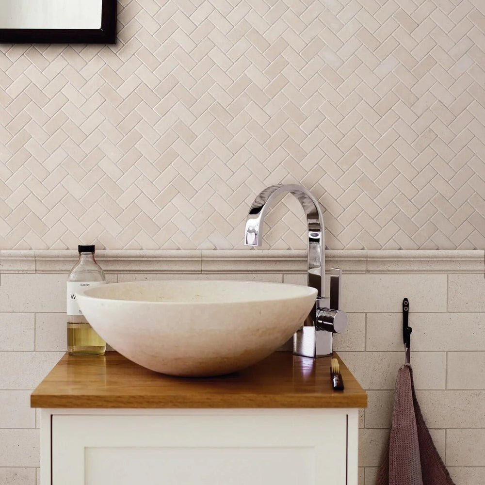 Palio Limestone Herringbone Mosaic Tile
