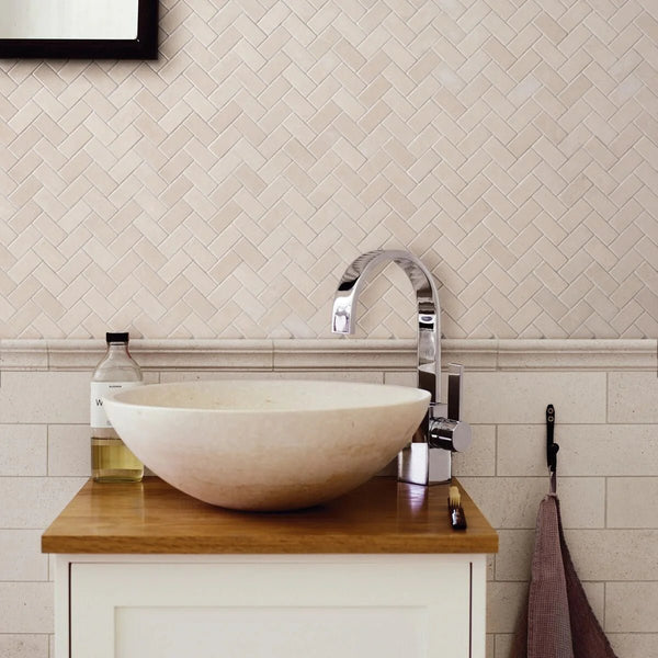 Limestone Herringbone Mosaic Tile