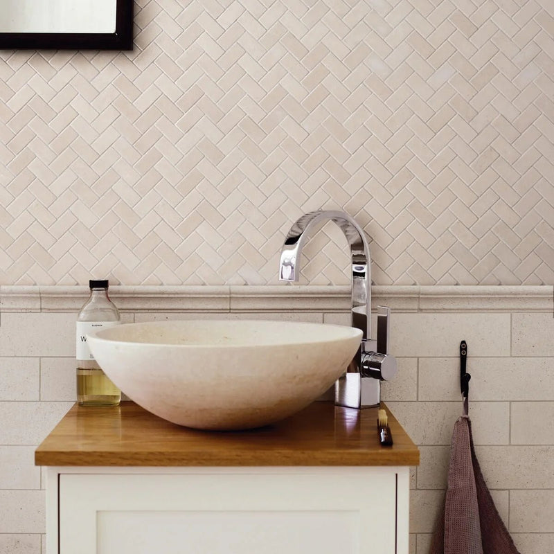Palio Limestone Herringbone Mosaic Tile