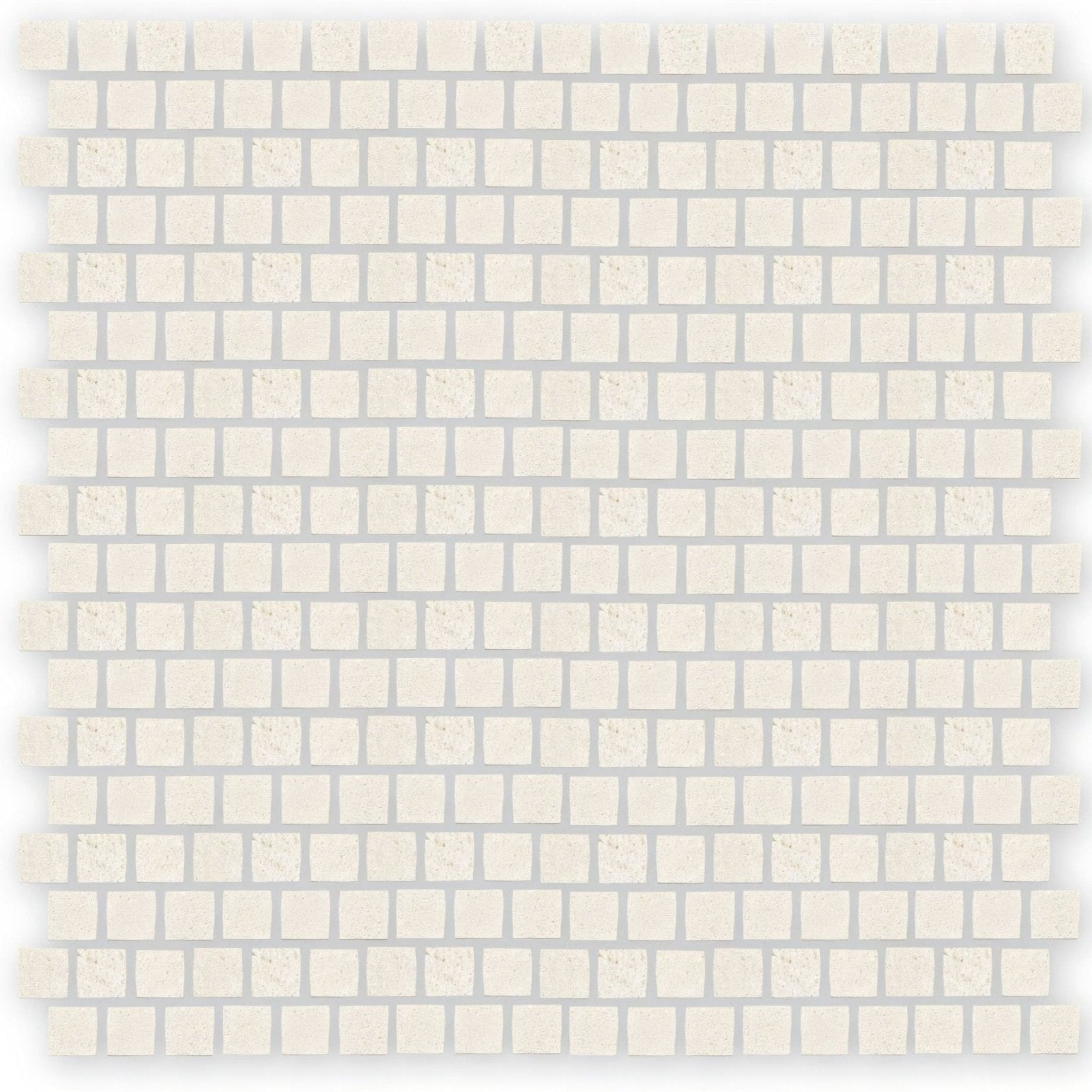 Off-white square limestone brick mosaic tile with subtle textured surface for wall and floor applications