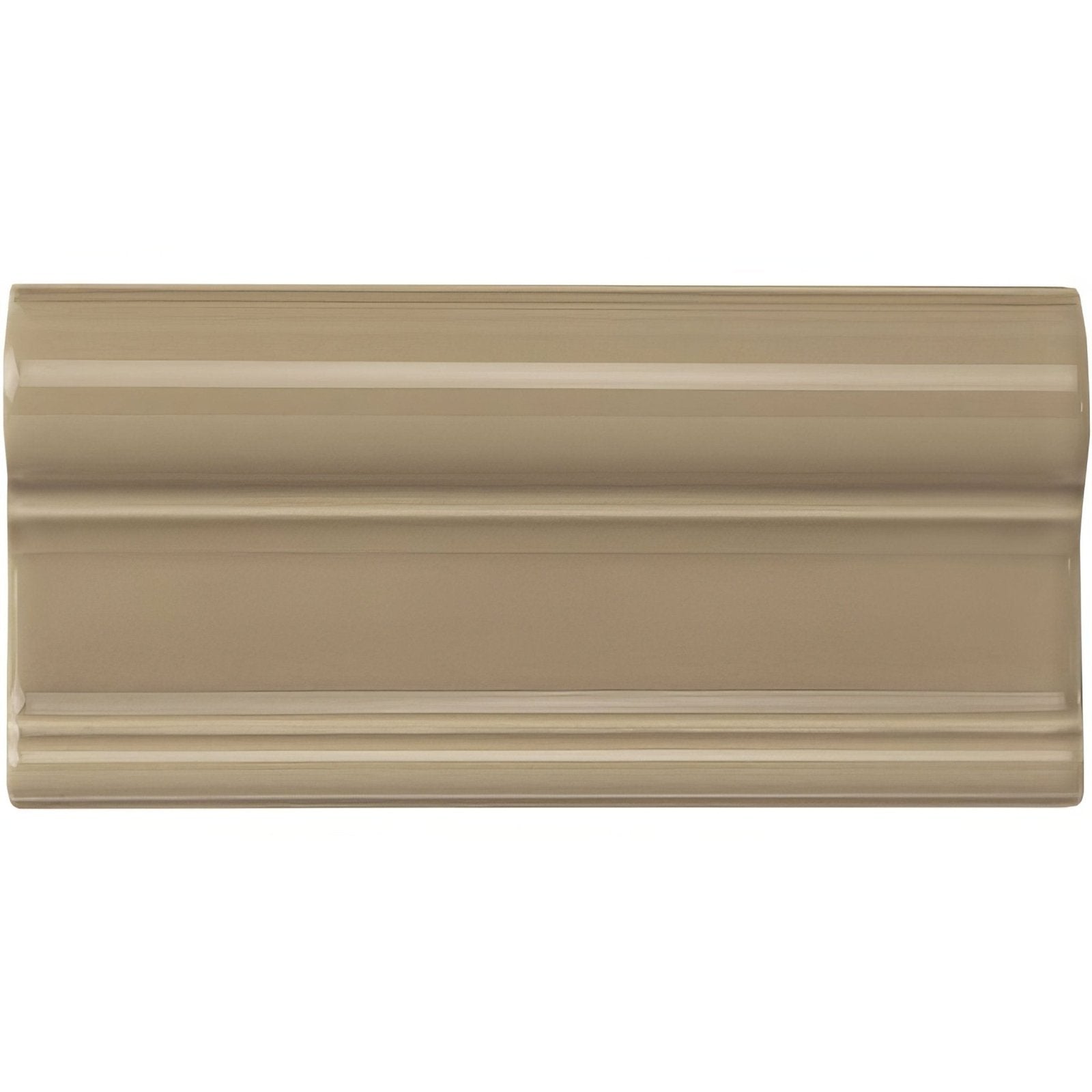 Beige ceramic tile palladian beige victoria moulding with glossy finish and three horizontal ridges