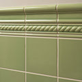 Light green ceramic palm green field tile border with rope-like textured design for decorative edging