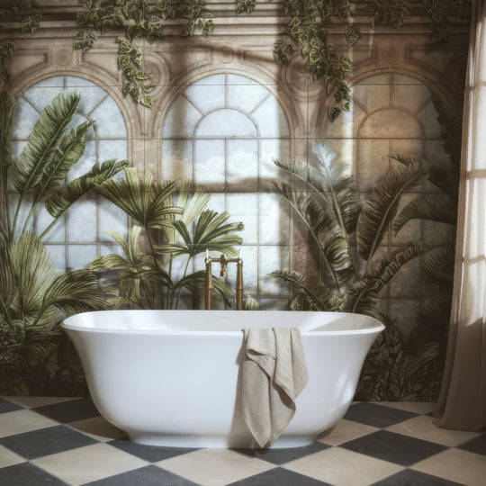Palm House Mural Decorative 24-Tile Set Panel