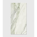Palm springs porcelain cerulean fluted rectangular tile with vertical ribs and white gray marble pattern