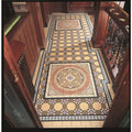 The palmerston 36 tile set blue features intricate vintage-style mosaic tiles in cream brown black and muted reds