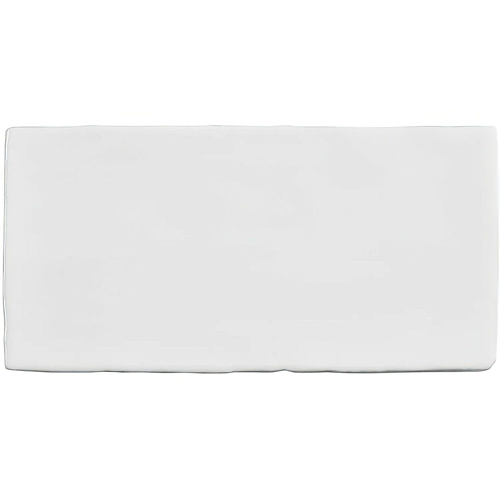 White rectangular ceramic papyrus brick tile with smooth glossy surface and slightly rounded edges
