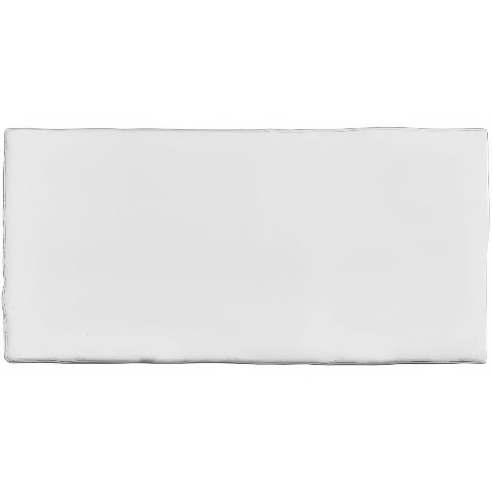 White rectangular papyrus half tile wall cushion with smooth slightly glossy surface and neatly stitched edges