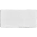 White rectangular papyrus half tile wall cushion with smooth slightly glossy surface and neatly stitched edges