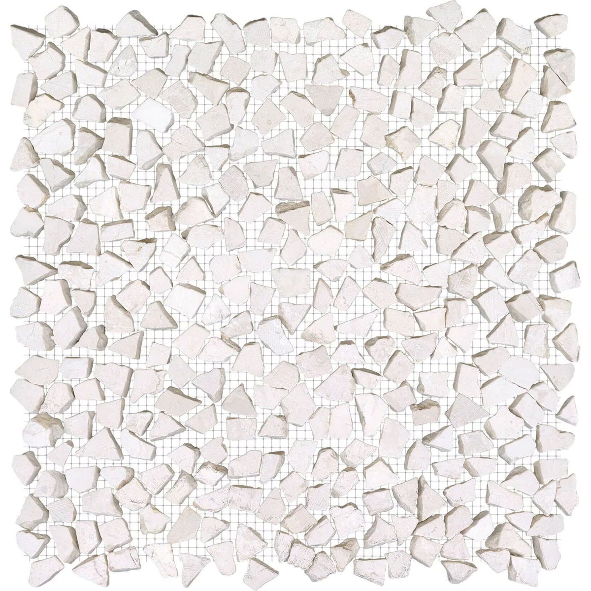 White irregularly shaped stone mosaic tile with textured surface paradise tiny broken edge blanco mosaic