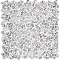 Gray stone paradise tiny broken edge gris mosaic tile featuring irregular fragments arranged in a grid pattern