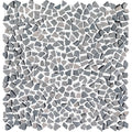 Gray paradise tiny broken edge negro mosaic tile with irregular textured stone fragments arranged in a grid pattern