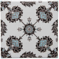 Square ceramic tile pasha on helmingham with intricate black and light blue floral pattern on white background