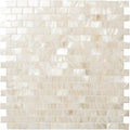 Iridescent white mother-of-pearl mosaic tile with natural sheen in rectangular brick pattern pearl brickbond shell mosaic